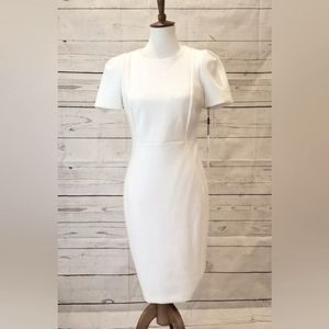 CK White Cut-out Sheath dress.